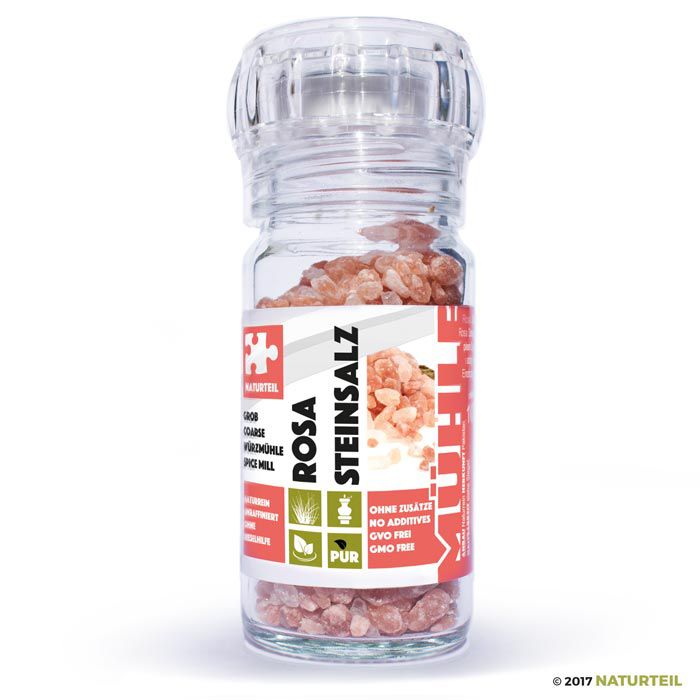 Pink Pakistani Rock Salt  in ceramic spice grinder