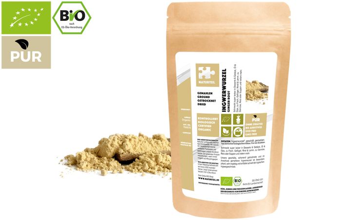 Bio Ingwerwurzel geschält, gemahlen