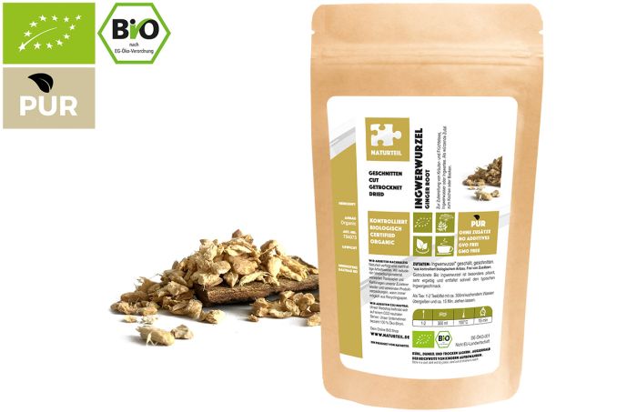 Bio Ingwerwurzel geschält, geschnitten