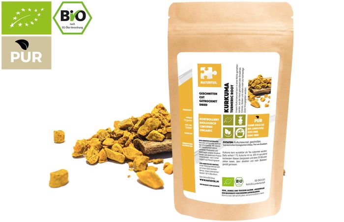 Bio Kurkumawurzel, geschnitten
